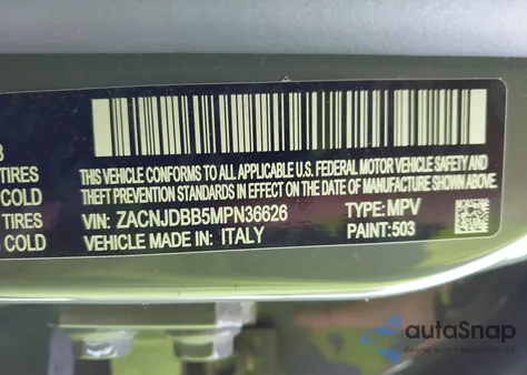 2021 Jeep Renegade Latitude 4X4 из США, поврежденный, VIN ZACNJDBB5MPN36626